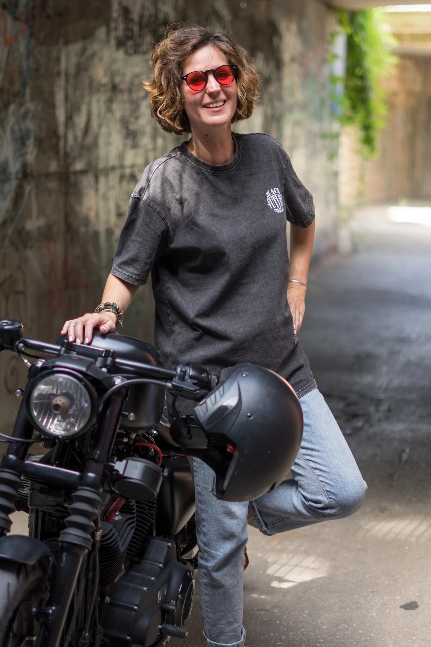 PEACE-T-shirt oversize délavé - BLACK FUTURE CUSTOM