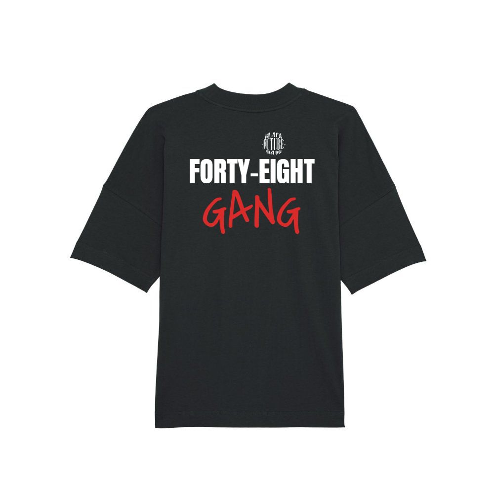 FORTY-EIGHT GANG -T-shirt oversize noir /rouge