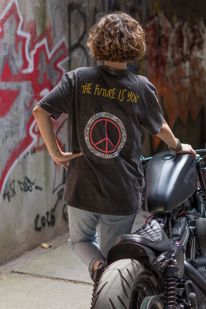 PEACE-T-shirt oversize délavé - BLACK FUTURE CUSTOM 