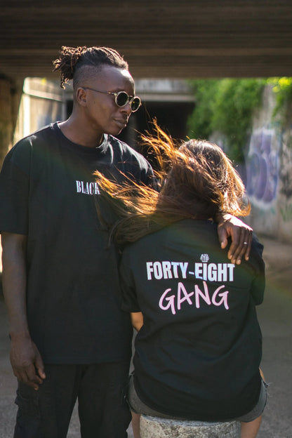 FORTY-EIGHT GANG -T-shirt oversize noir /rouge - BLACK FUTURE CUSTOM 