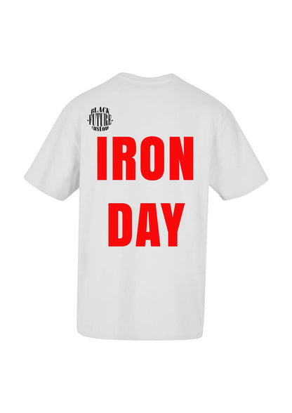 IRON DAY-T-shirt oversize blanc et rouge - BLACK FUTURE CUSTOM 