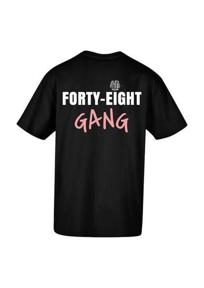 FORTY-EIGHT GANG -T-shirt oversize noir /rose - BLACK FUTURE CUSTOM 