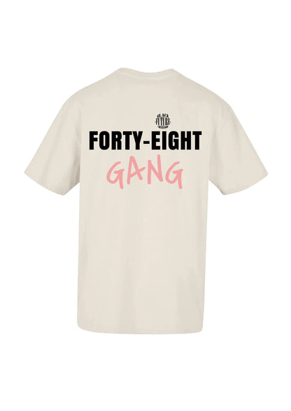 FORTY-EIGHT GANG -T-shirt oversize beige/rose - BLACK FUTURE CUSTOM 